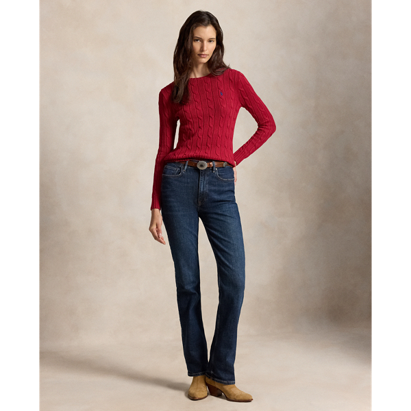 Polo Ralph Lauren Cable-Knit Cotton Crewneck Jumper - Eaton Red