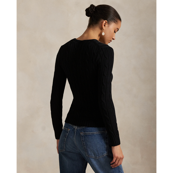 Polo Ralph Lauren Cable-Knit Cotton Crewneck Jumper - Polo Black/White Pp