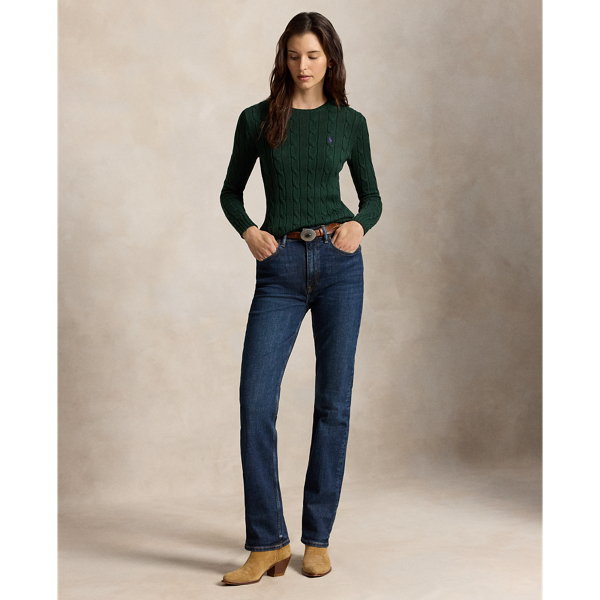 Polo Ralph Lauren Cable-Knit Cotton Crewneck Jumper - Basic Forest