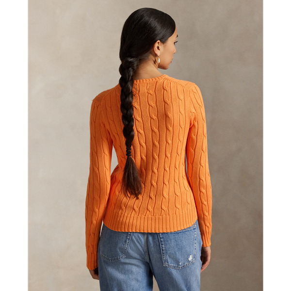 Polo Ralph Lauren Cable-Knit Cotton Crewneck Jumper - Sun Orange