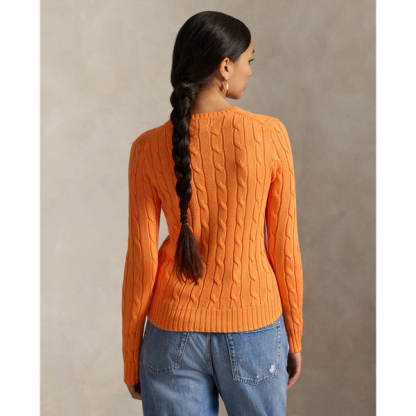 Polo Ralph Lauren Cable-Knit Cotton Crewneck Jumper - Sun Orange