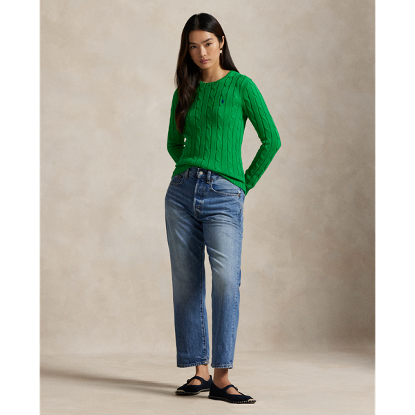 Polo Ralph Lauren Cable-Knit Cotton Crewneck Jumper - Preppy Green