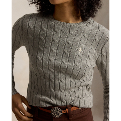 Polo Ralph Lauren Cable-Knit Cotton Crewneck Jumper - Fawn Grey Heather