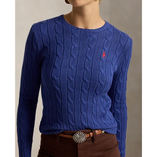 Polo Ralph Lauren Cable-Knit Cotton Crewneck Jumper - Charter Blue