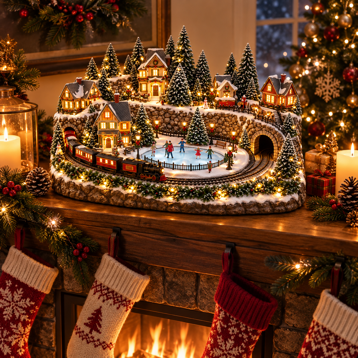 Animated Holiday Train & Ice Rink Scene - Product Image 2