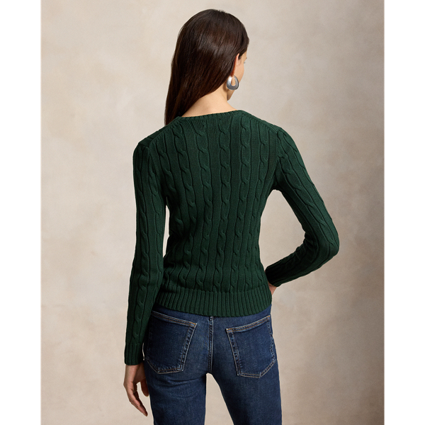 Polo Ralph Lauren Cable-Knit Cotton Crewneck Jumper - Basic Forest