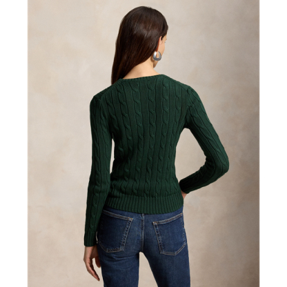 Polo Ralph Lauren Cable-Knit Cotton Crewneck Jumper - Basic Forest