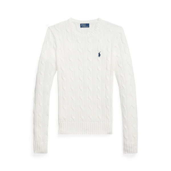 Polo Ralph Lauren Cable-Knit Cotton Crewneck Jumper - White