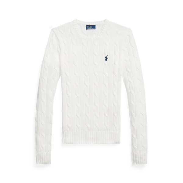 Polo Ralph Lauren Cable-Knit Cotton Crewneck Jumper - White