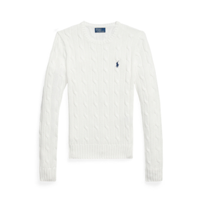 Polo Ralph Lauren Cable-Knit Cotton Crewneck Jumper - White