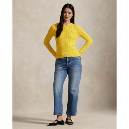 Polo Ralph Lauren Cable-Knit Cotton Crewneck Jumper - Trainer Yellow