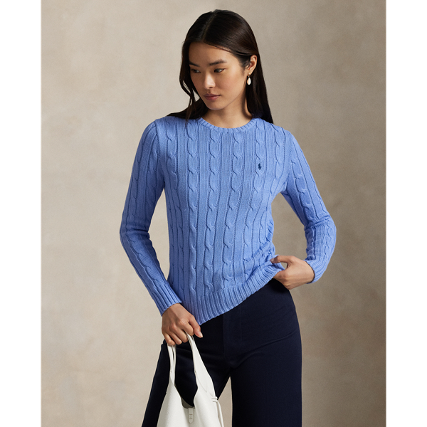 Polo Ralph Lauren Cable-Knit Cotton Crewneck Jumper - New Litchfield Blue