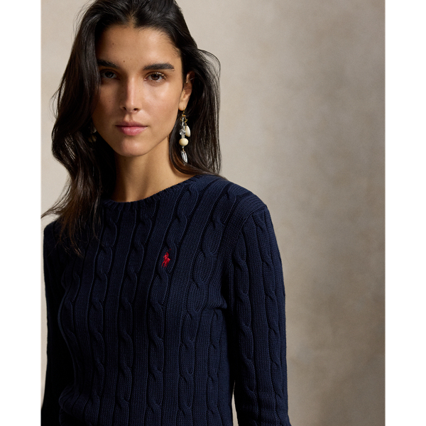 Polo Ralph Lauren Cable-Knit Cotton Crewneck Jumper - Hunter Navy