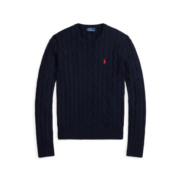 Polo Ralph Lauren Cable-Knit Cotton Crewneck Jumper - Hunter Navy