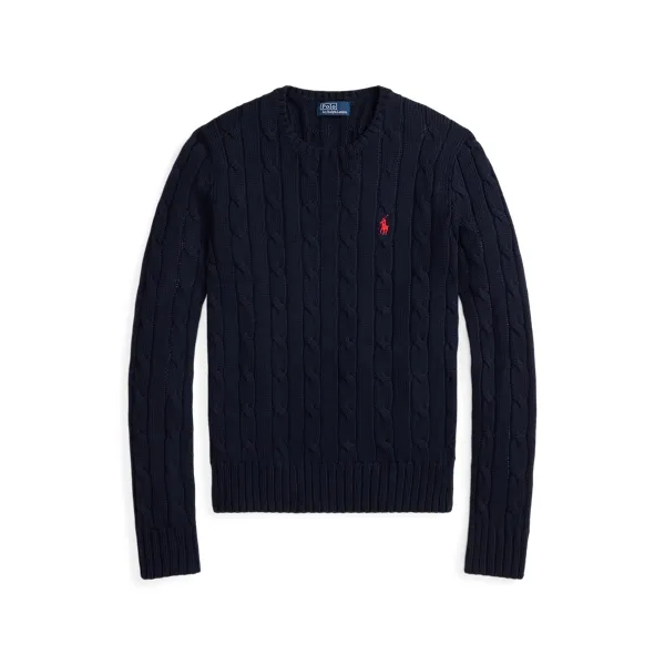 Polo Ralph Lauren Cable-Knit Cotton Crewneck Jumper - Hunter Navy