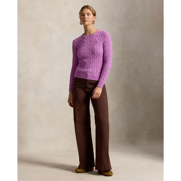 Polo Ralph Lauren Cable-Knit Cotton Crewneck Jumper - Thistle Pink
