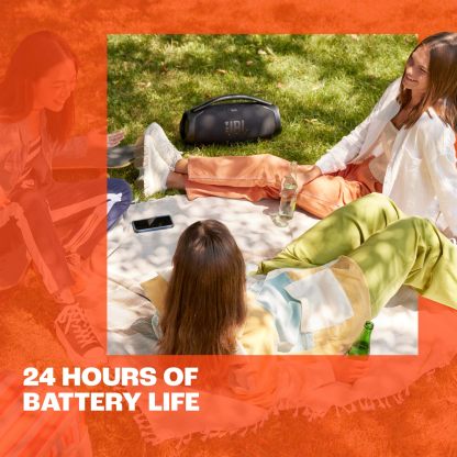 JthtBL BoomBox 3 Noir – Haut-parleur portable résistant à l'eau et la poussière – Son ultra puissant – Autonomie de 24 hrs
