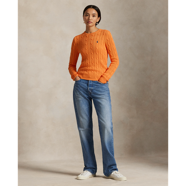 Polo Ralph Lauren Cable-Knit Cotton Crewneck Jumper - Sun Orange