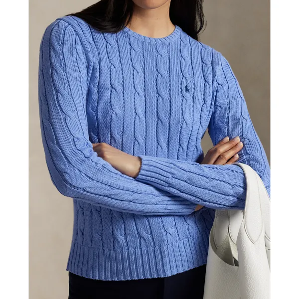 Polo Ralph Lauren Cable-Knit Cotton Crewneck Jumper - New Litchfield Blue