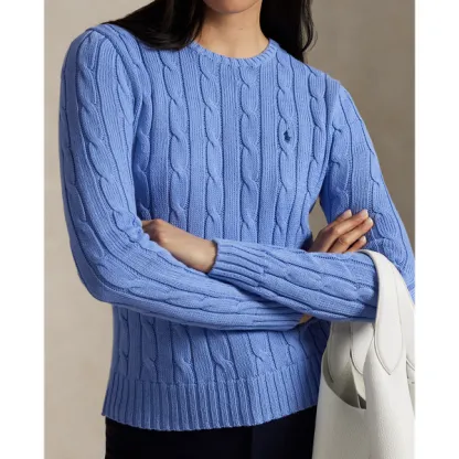 Polo Ralph Lauren Cable-Knit Cotton Crewneck Jumper - New Litchfield Blue