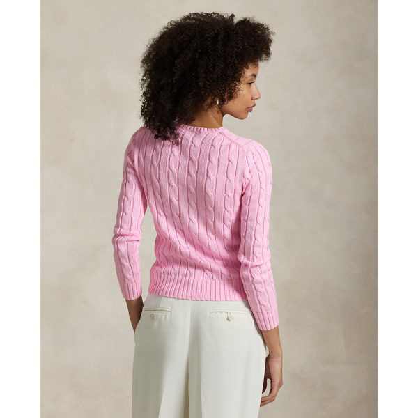 Polo Ralph Lauren Cable-Knit Cotton Crewneck Jumper - Carmel Pink