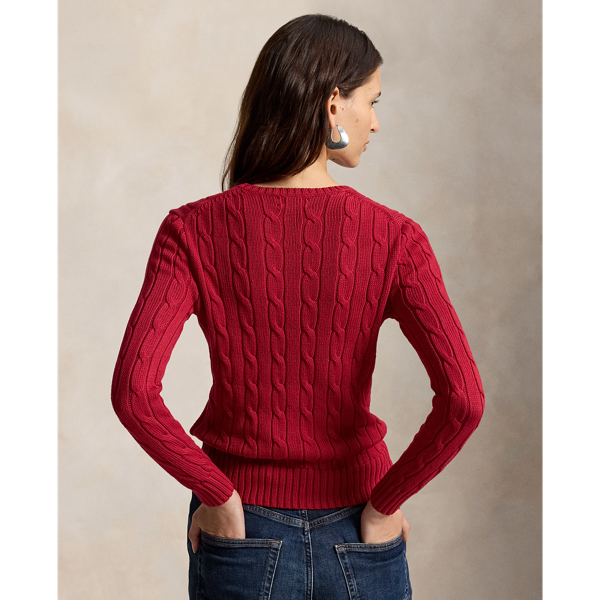 Polo Ralph Lauren Cable-Knit Cotton Crewneck Jumper - Eaton Red