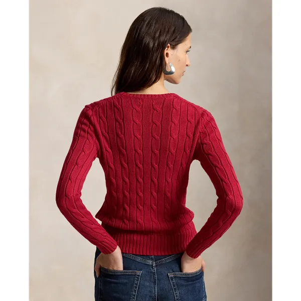 Polo Ralph Lauren Cable-Knit Cotton Crewneck Jumper - Eaton Red
