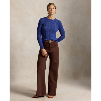 Polo Ralph Lauren Cable-Knit Cotton Crewneck Jumper - Charter Blue