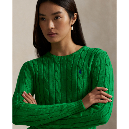 Polo Ralph Lauren Cable-Knit Cotton Crewneck Jumper - Preppy Green