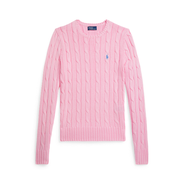 Polo Ralph Lauren Cable-Knit Cotton Crewneck Jumper - Carmel Pink