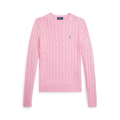 Polo Ralph Lauren Cable-Knit Cotton Crewneck Jumper - Carmel Pink