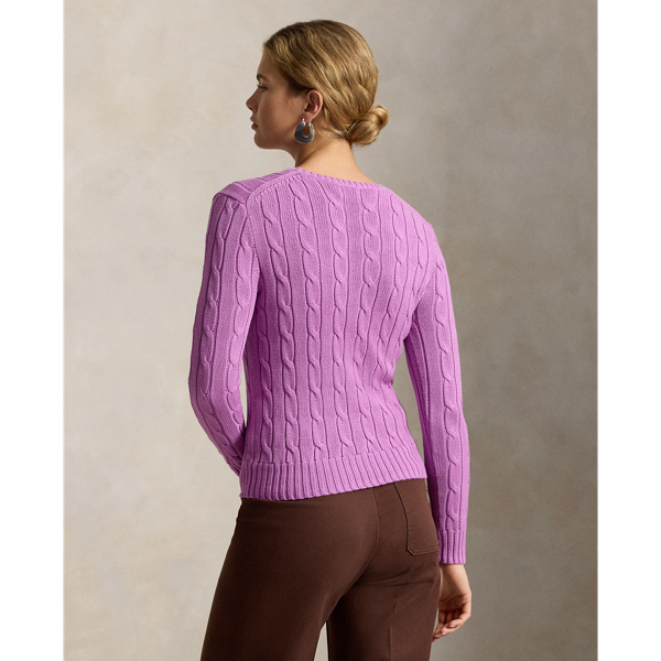 Polo Ralph Lauren Cable-Knit Cotton Crewneck Jumper - Thistle Pink