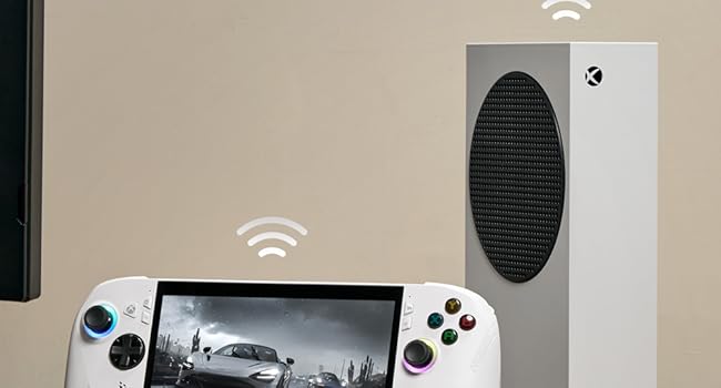 Configuration de bureau &agrave; domicile minimaliste moderne avec des meubles blancs, un routeur sans fil, une manette de jeu et un support pour appareil mobile sur la surface du bureau.