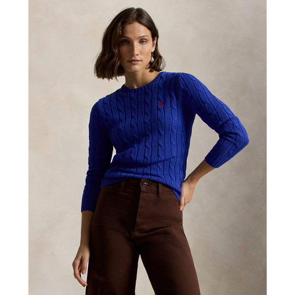 Polo Ralph Lauren Cable-Knit Cotton Crewneck Jumper - Rugby Royal