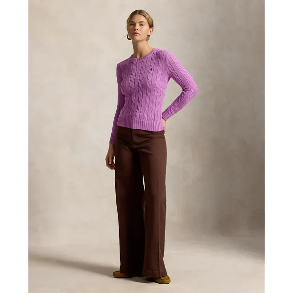 Polo Ralph Lauren Cable-Knit Cotton Crewneck Jumper - Thistle Pink
