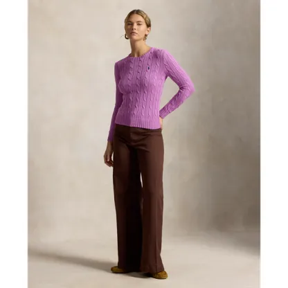Polo Ralph Lauren Cable-Knit Cotton Crewneck Jumper - Thistle Pink