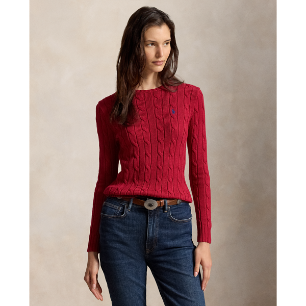 Polo Ralph Lauren Cable-Knit Cotton Crewneck Jumper - Eaton Red
