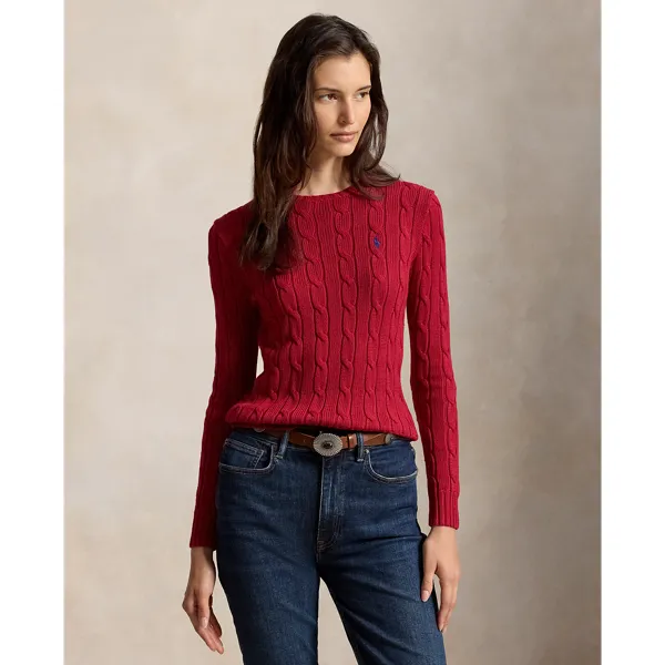 Polo Ralph Lauren Cable-Knit Cotton Crewneck Jumper - Eaton Red