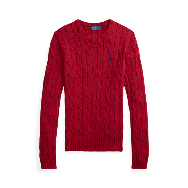 Polo Ralph Lauren Cable-Knit Cotton Crewneck Jumper - Eaton Red