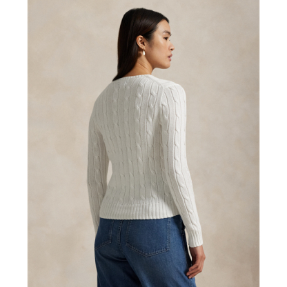 Polo Ralph Lauren Cable-Knit Cotton Crewneck Jumper - White