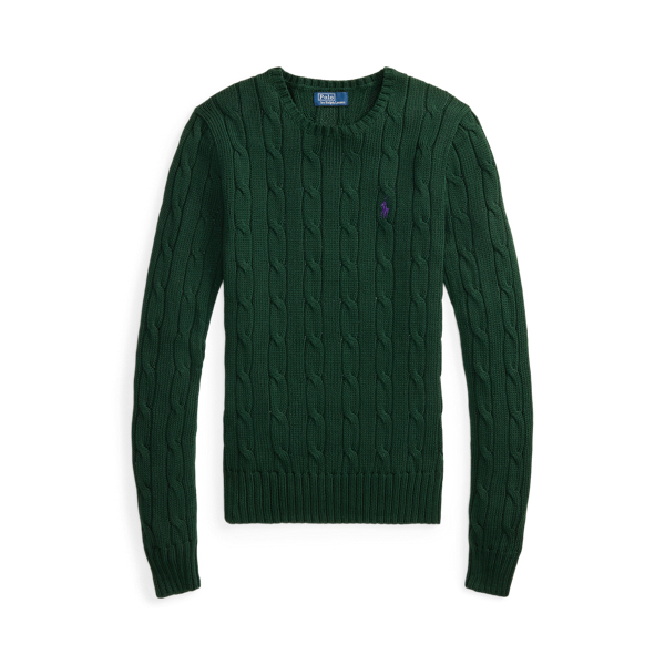 Polo Ralph Lauren Cable-Knit Cotton Crewneck Jumper - Basic Forest