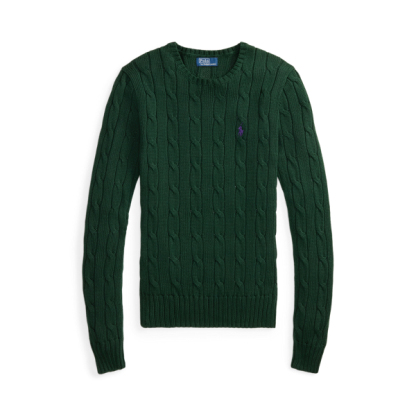 Polo Ralph Lauren Cable-Knit Cotton Crewneck Jumper - Basic Forest