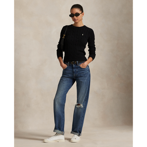 Polo Ralph Lauren Cable-Knit Cotton Crewneck Jumper - Polo Black/White Pp