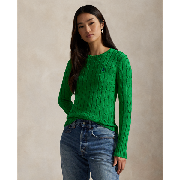 Polo Ralph Lauren Cable-Knit Cotton Crewneck Jumper - Preppy Green