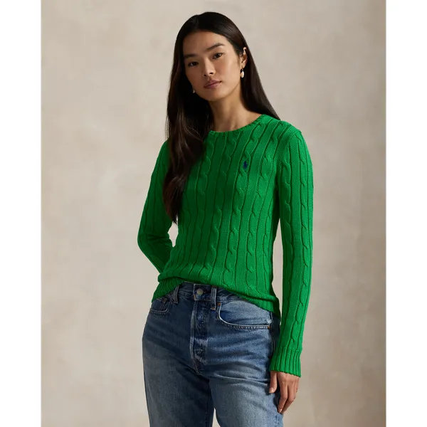 Polo Ralph Lauren Cable-Knit Cotton Crewneck Jumper - Preppy Green