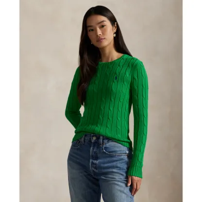 Polo Ralph Lauren Cable-Knit Cotton Crewneck Jumper - Preppy Green