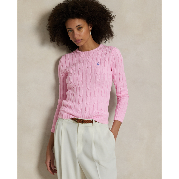 Polo Ralph Lauren Cable-Knit Cotton Crewneck Jumper - Carmel Pink