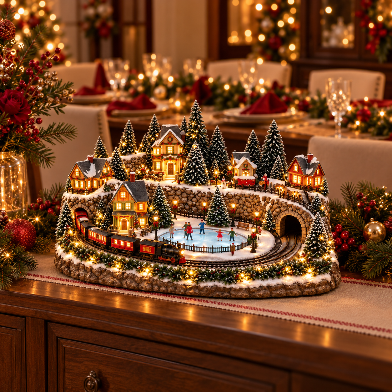 Animated Holiday Train & Ice Rink Scene - Product Image 7