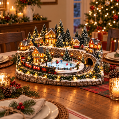 Animated Holiday Train & Ice Rink Scene - Product Image 9