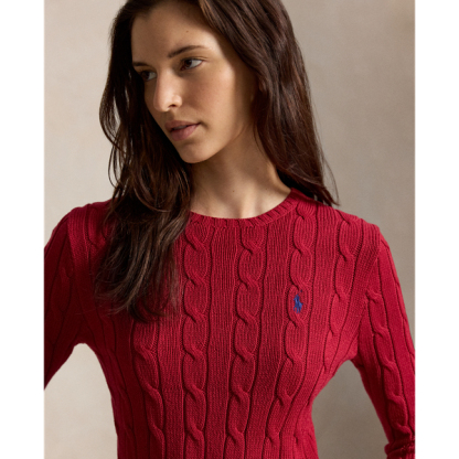 Polo Ralph Lauren Cable-Knit Cotton Crewneck Jumper - Eaton Red